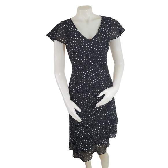 Donna Ricco Dresses & Skirts - VINTAGE Donna Ricco Womens Black White Polka Dot Party Dress Size 6 Short Sleeve